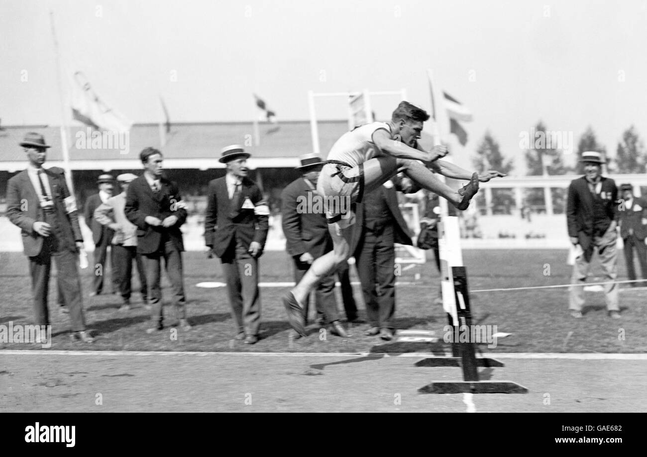 Earl Thomson del Canada vince gli ostacoli di 110 metri. Foto Stock