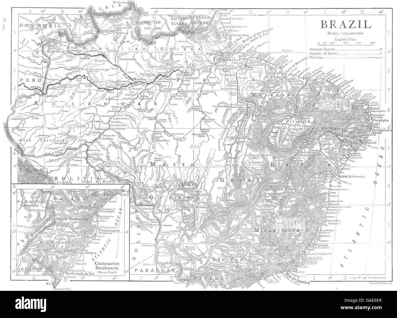 Brasile: Brasile mappa, 1910 Foto Stock