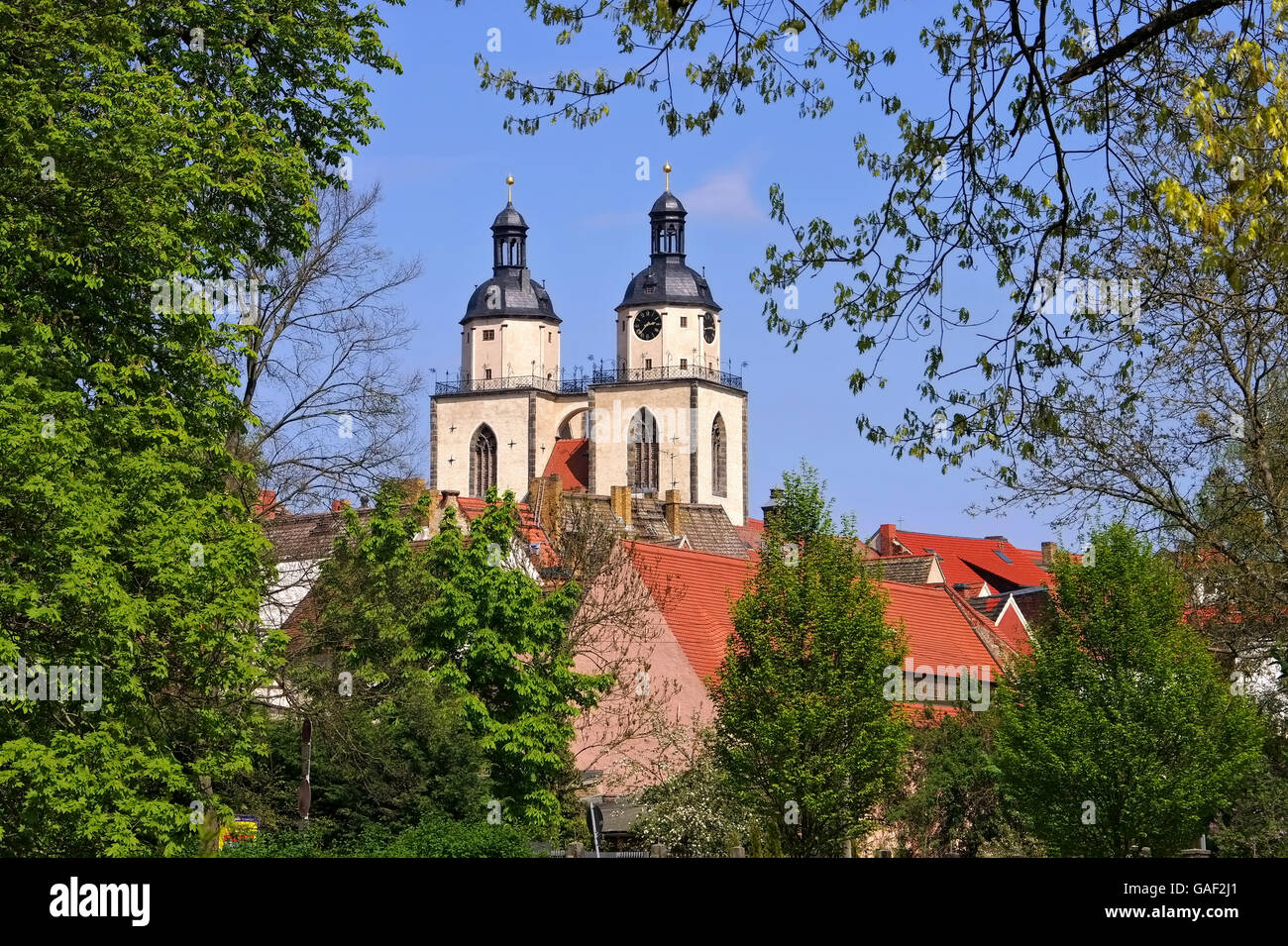 Wittenberg Stadtkirche - Wittenberg in Germania, della città e della chiesa parrocchiale di Santa Maria Foto Stock