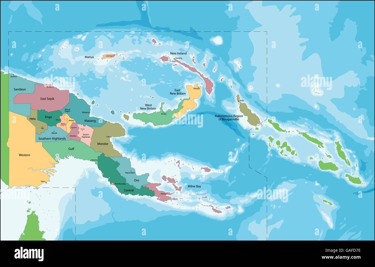 Papua Nuova Guinea mappa Illustrazione Vettoriale