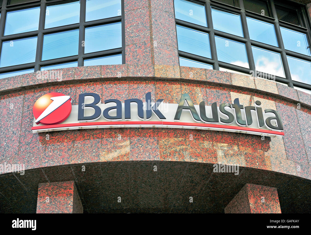 VIENNA, Austria - 6 giugno: logotipo di Bank Austria a Vienna il 6 giugno 2016. Foto Stock