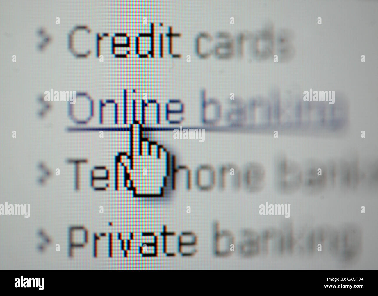 Online banking screenshot. Foto Stock