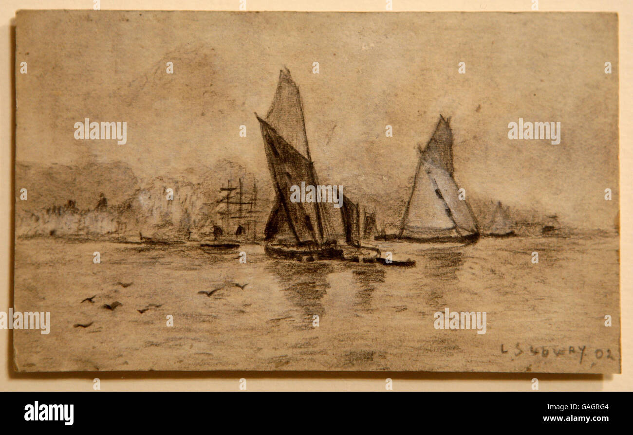 Il primo lavoro conosciuto da LS Lowry che sarà venduto alla Fiera di Belle Arti e Antiquariato al NEC, Birmingham questo fine settimana, 16 - 20 Gennaio 2008. Foto Stock