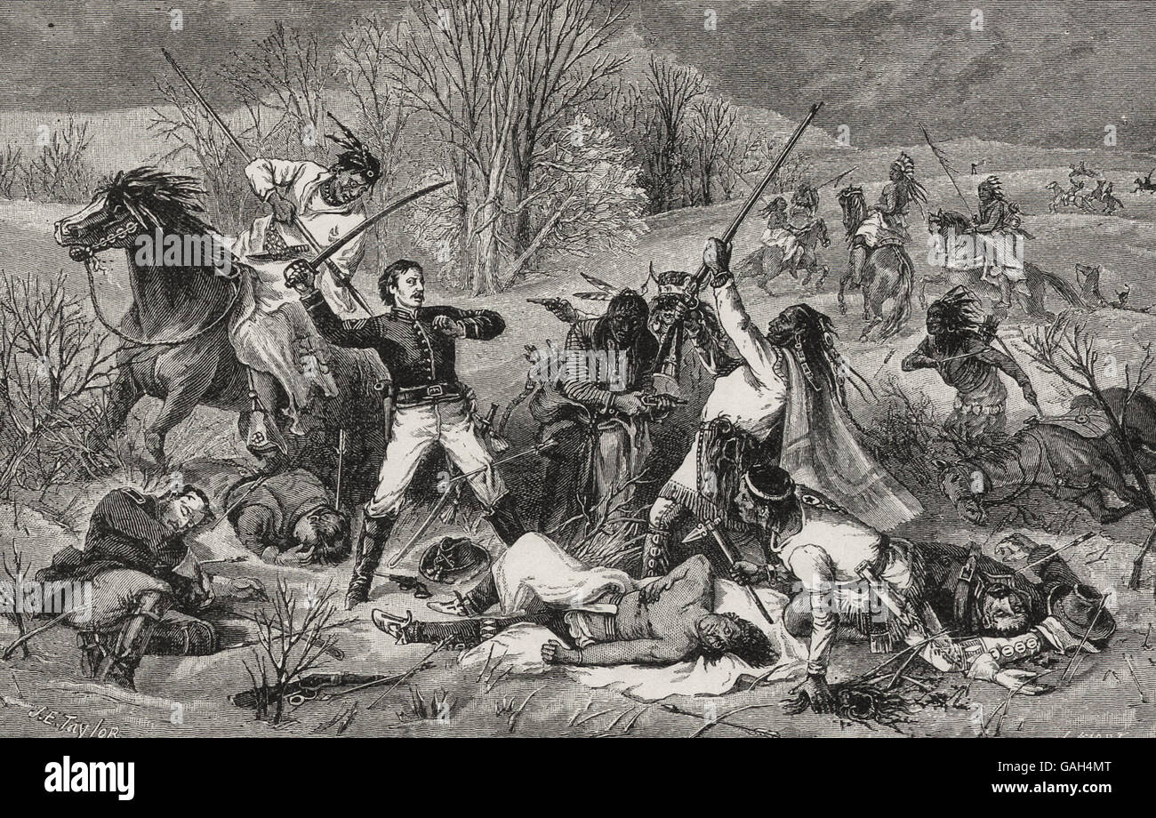 Eroismo e morte del Sergente Kennedy alla battaglia di Washita, 1868 Foto Stock