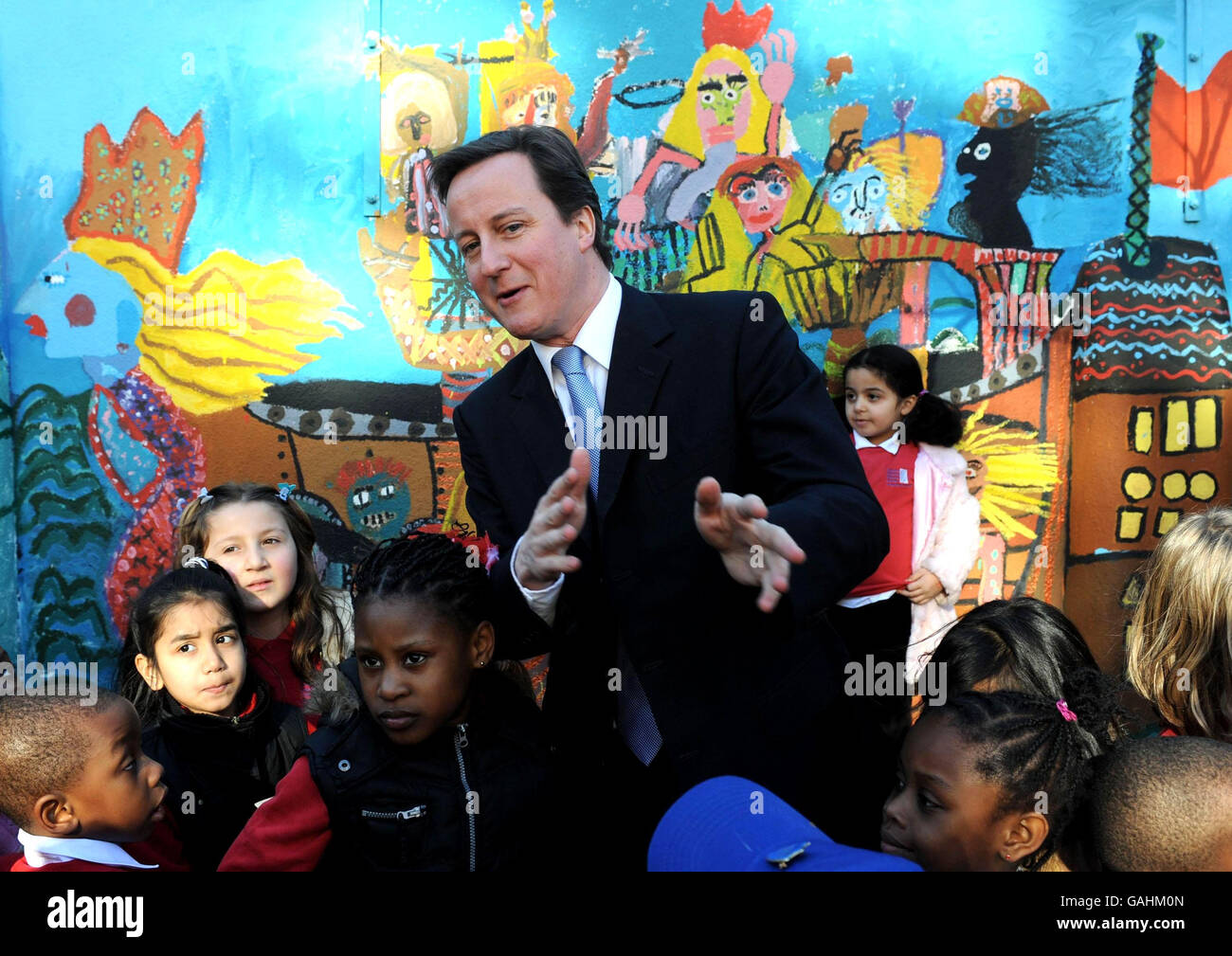 David Cameron visiti Londra Scuola primaria Foto Stock