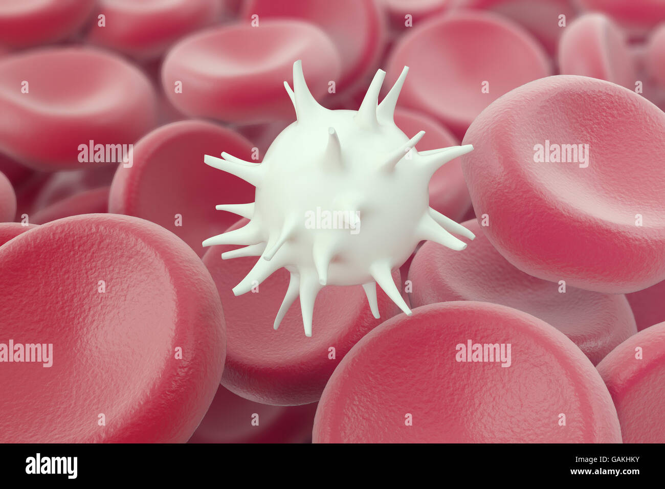 Globuli bianchi il medico o microbiologica della profondità di campo. 3d illustrazione Foto Stock