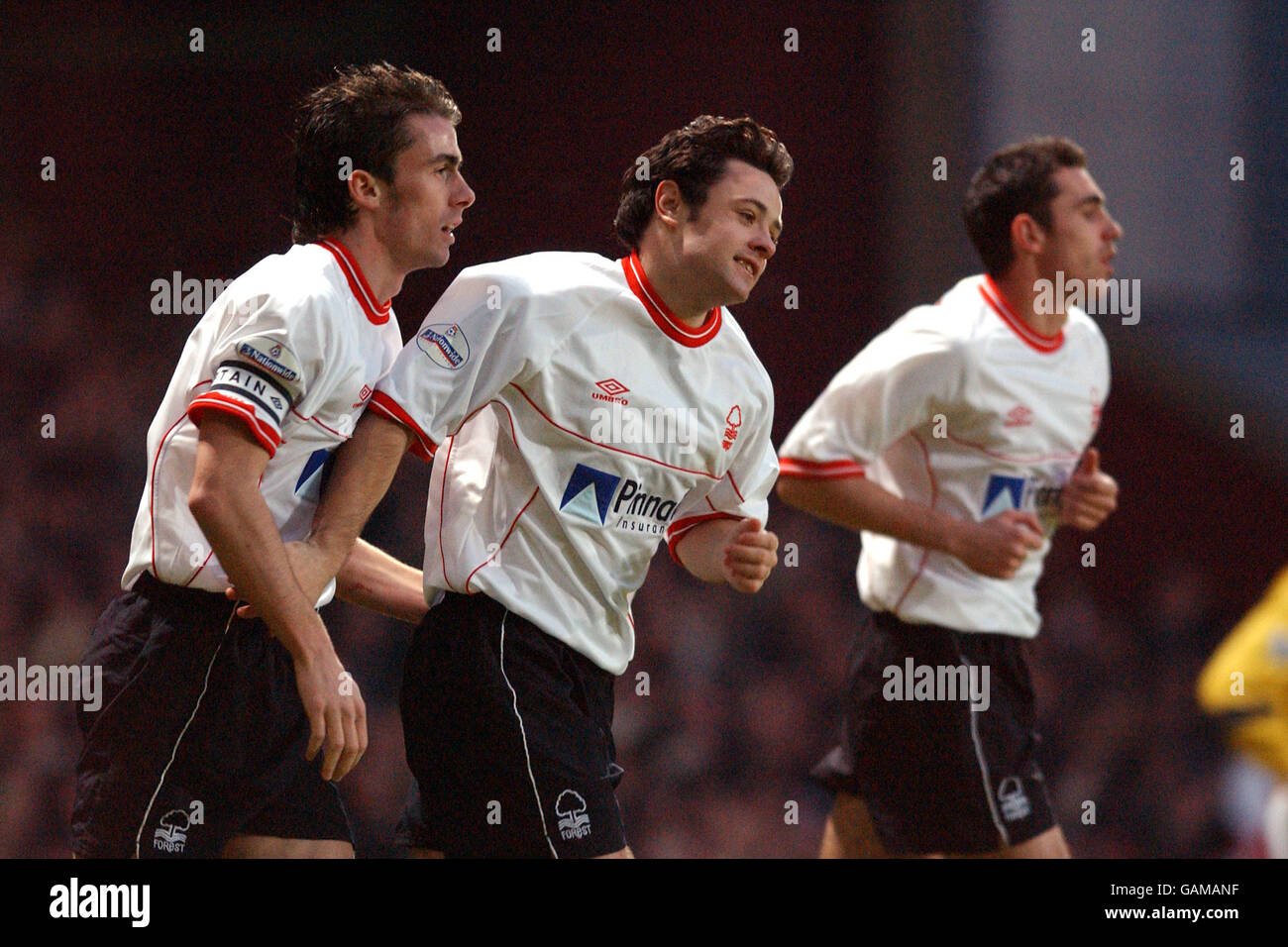 Calcio - fa Cup - terzo turno - West Ham United contro Nottingham Forest. Andy Reid di Nottingham Forest celebra il suo secondo gol con David Prutton (l) Foto Stock