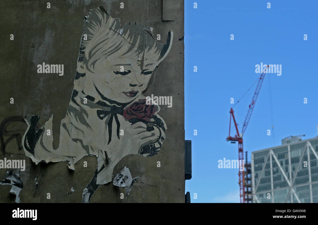 Stock di Londra. Street art su Hanbury Street, E1. Foto Stock