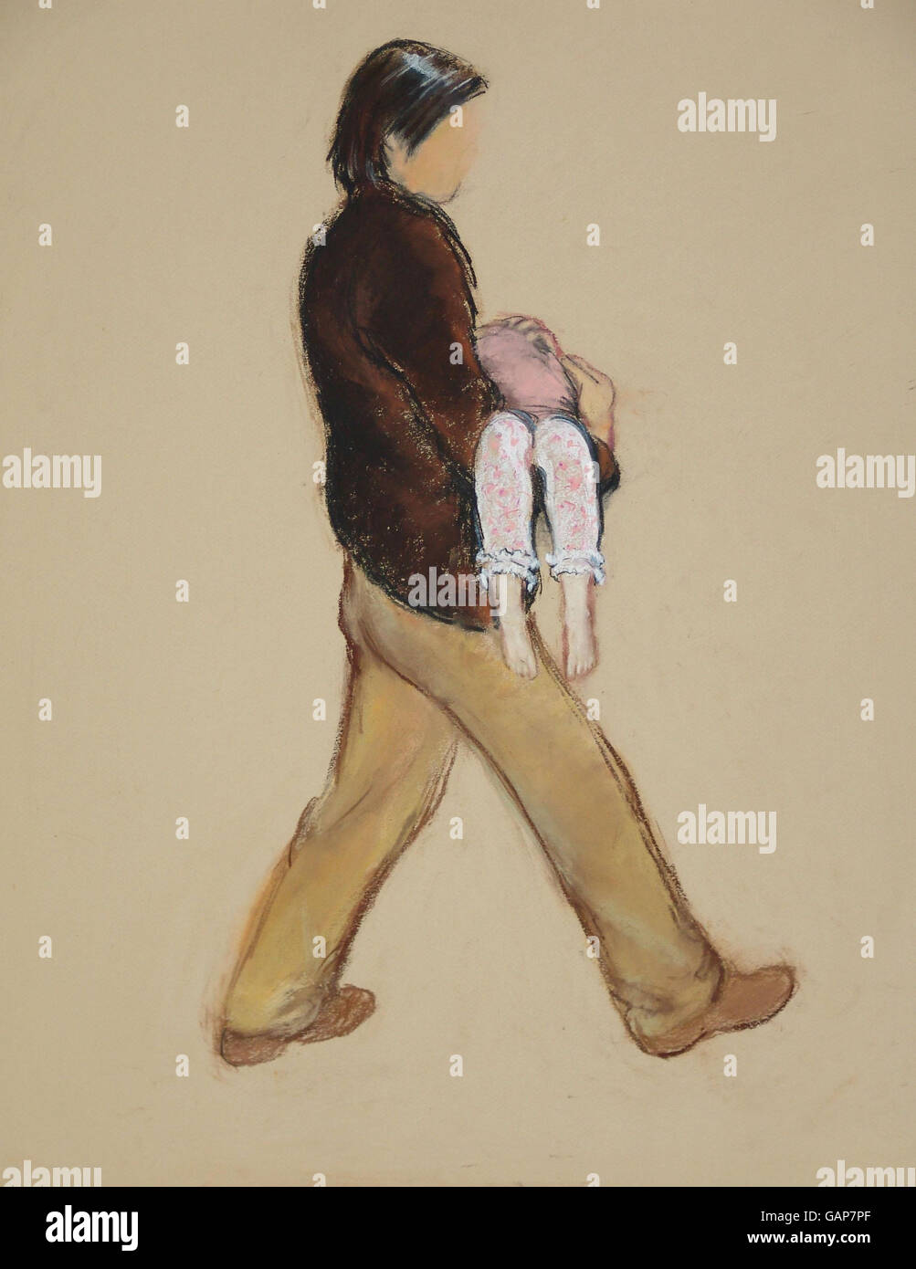 L'impressione di un artista dell'uomo Kate e Gerry McCann credono di aver rapito la figlia. Foto Stock