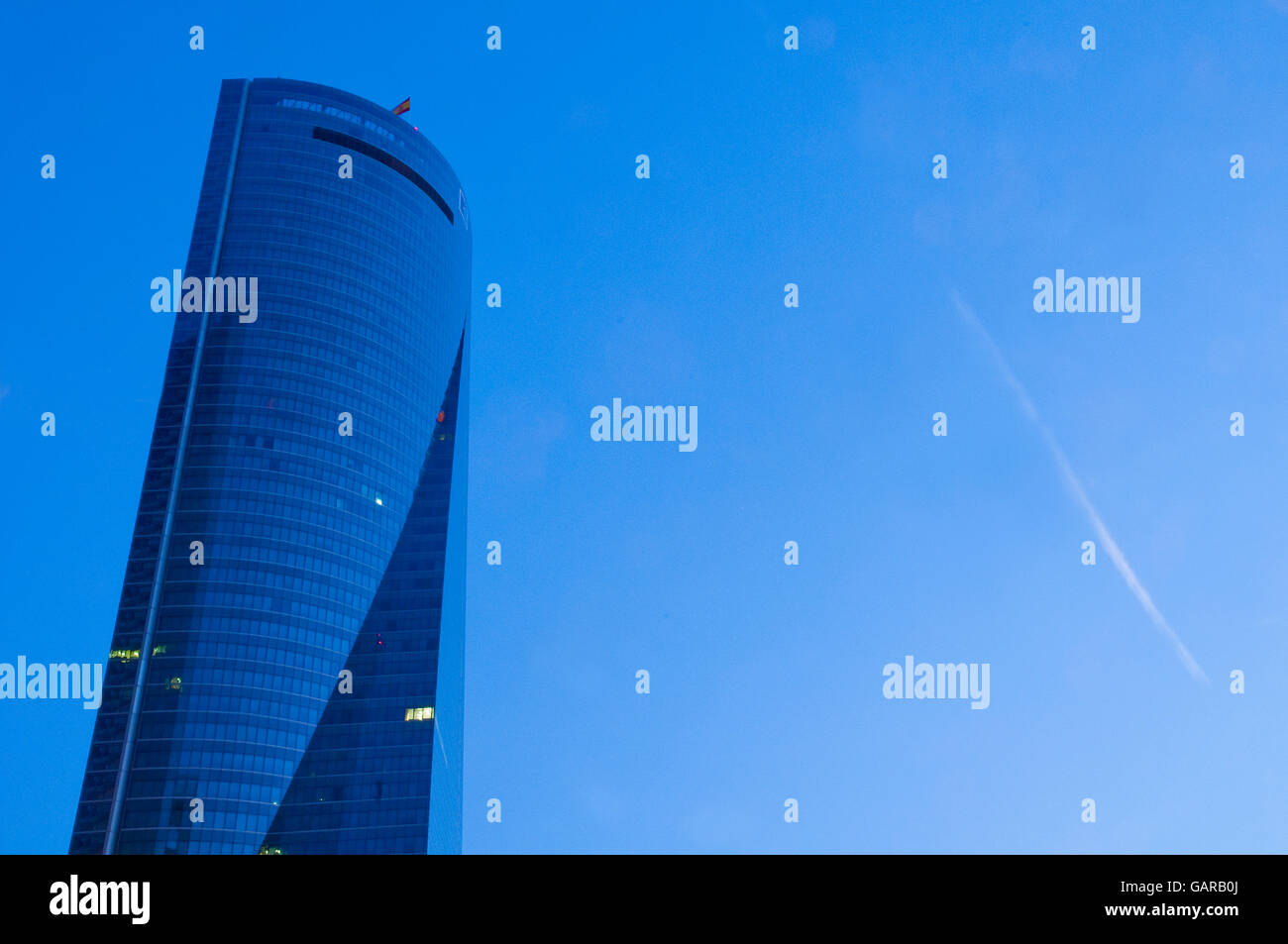 Espacio torre, Vista notte. CTBA, Madrid, Spagna. Foto Stock