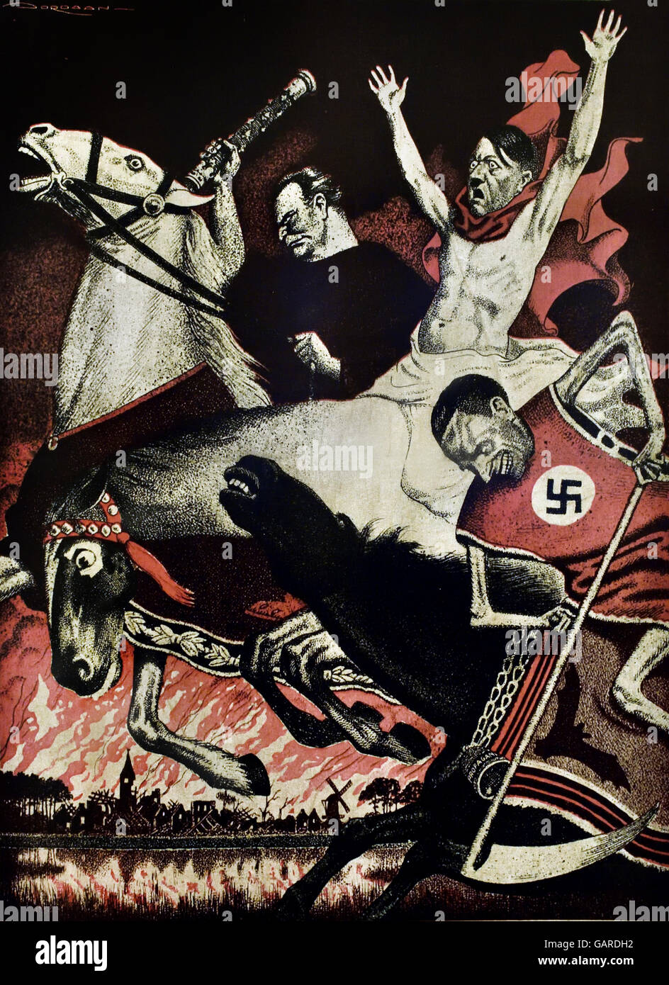 Adolf Hitler la Germania nazista De Laatste Ronde - l'ultimo round 1944 / 45 giornale olandese Paesi Bassi Foto Stock