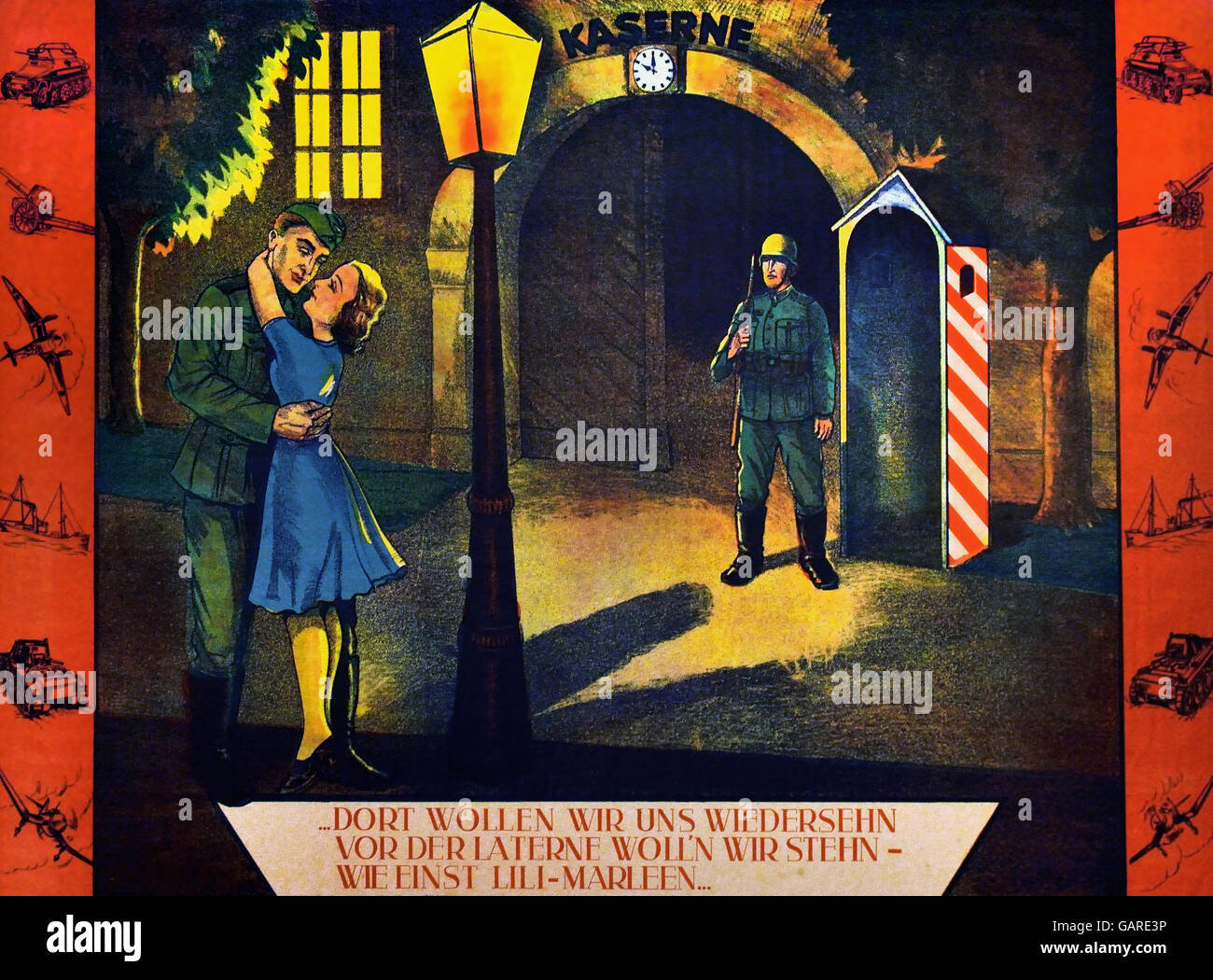Poster per la canzone Lili Marleen 1941 / 1944 Berlino Germania Nazista ( Lili Marleen è un tedesco love song che divenne popolare durante la II Guerra Mondiale in tutta Europa e Mediterraneo tra entrambi gli assi e le truppe alleate. ) Foto Stock