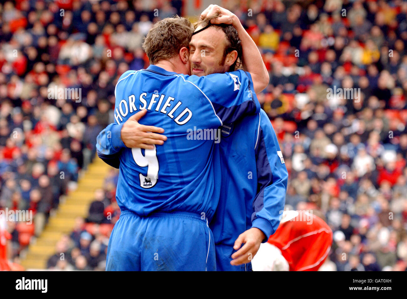 Christophe Dugarry di Birmingham festeggia il gol di apertura contro Charlton Athletic con Geoff Horsfield Foto Stock