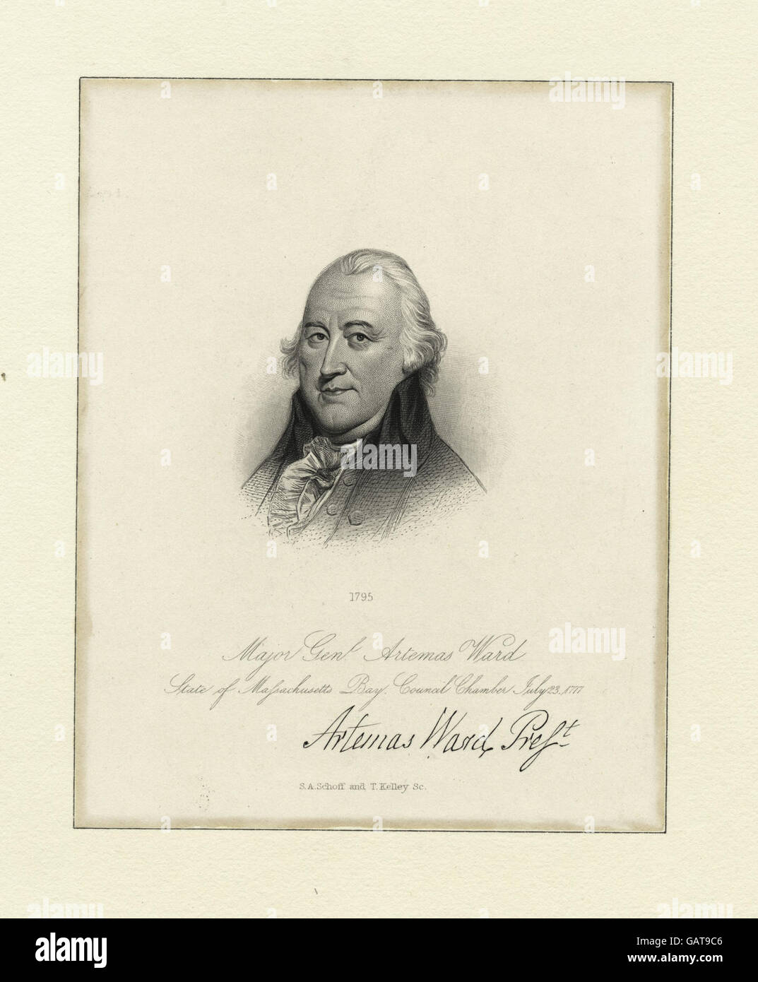 Il maggior generale Artemas Ward fu una figura di spicco durante la guerra di indipendenza americana. Giocò un ruolo chiave nelle prime fasi del conflitto e fu determinante nell'organizzazione delle forze militari coloniali. Foto Stock