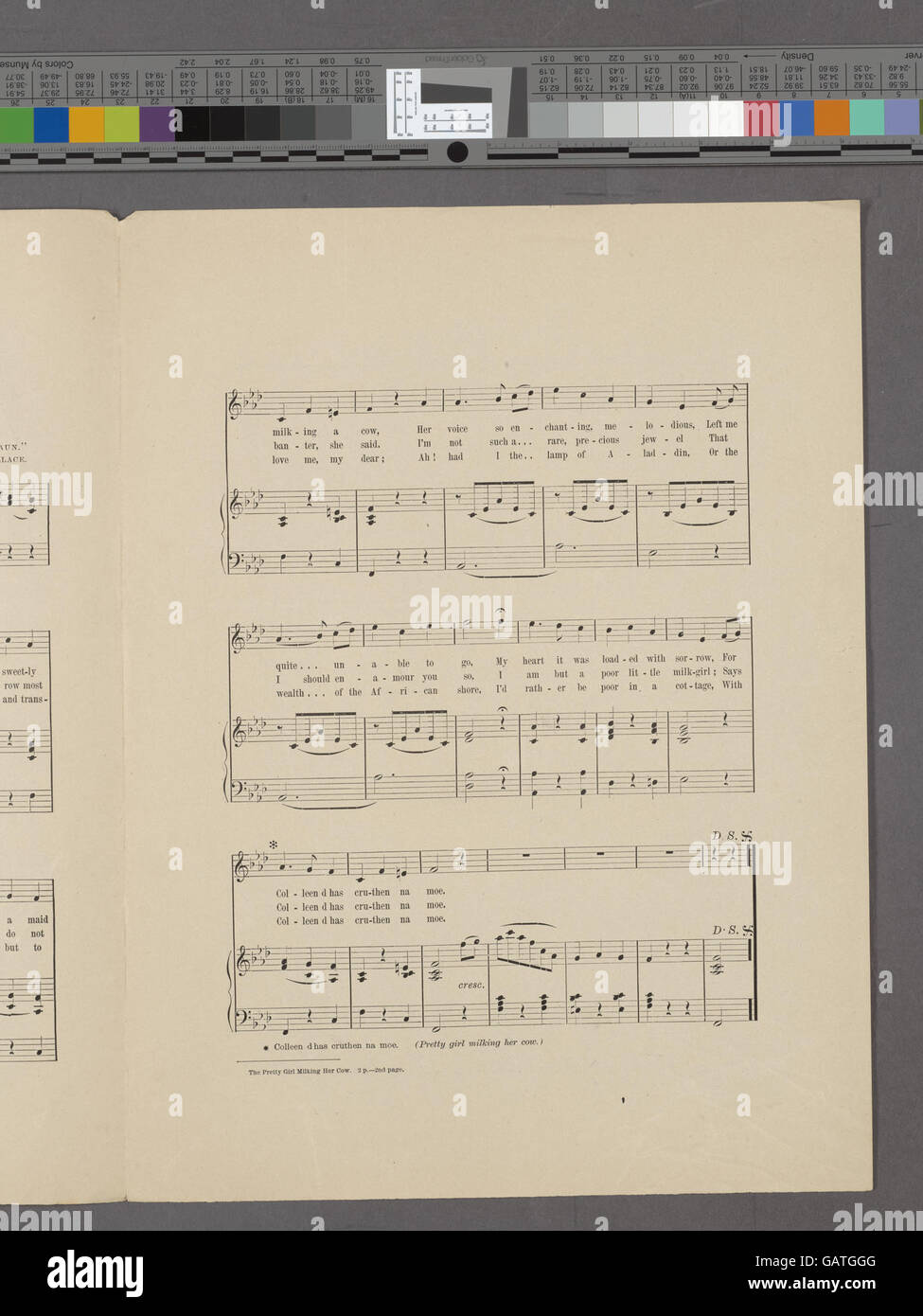 Una cover di spartiti per "The Pretty Girl Milking Her Cow", pubblicata nei primi anni '1900 La copertina riflette i temi rurali e sentimentali della canzone, con illustrazioni della vita contadina. Foto Stock