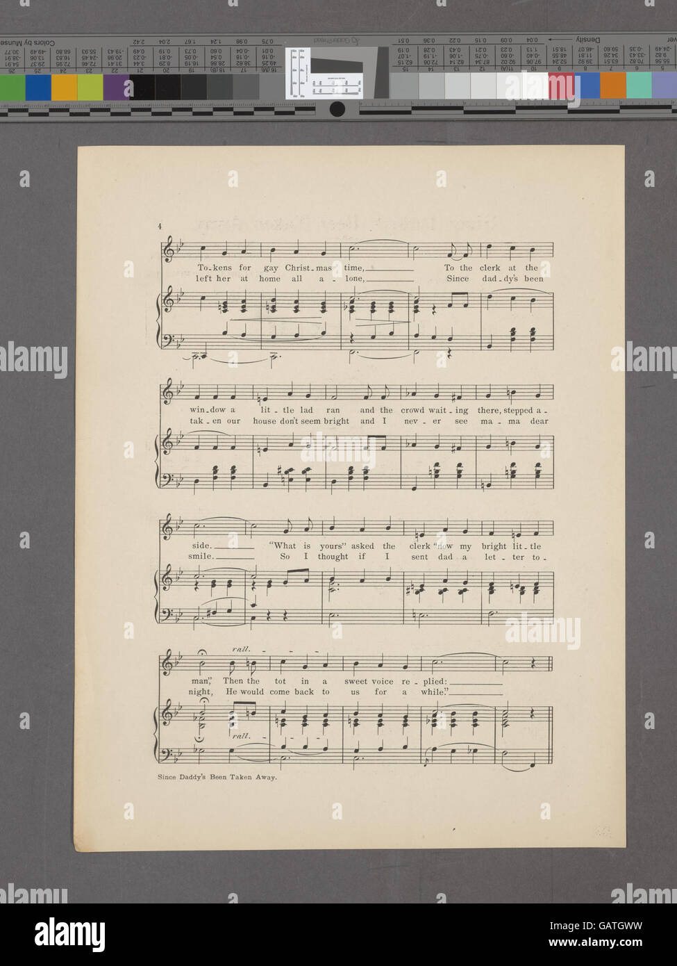 Una canzone toccante o un pezzo di lavoro che cattura l'impatto emotivo dell'assenza di un padre, probabilmente correlato a temi di perdita, separazione o desiderio. Riflette una storia personale di dolore e profondità emotiva, probabilmente durante la guerra o le difficoltà familiari. Foto Stock
