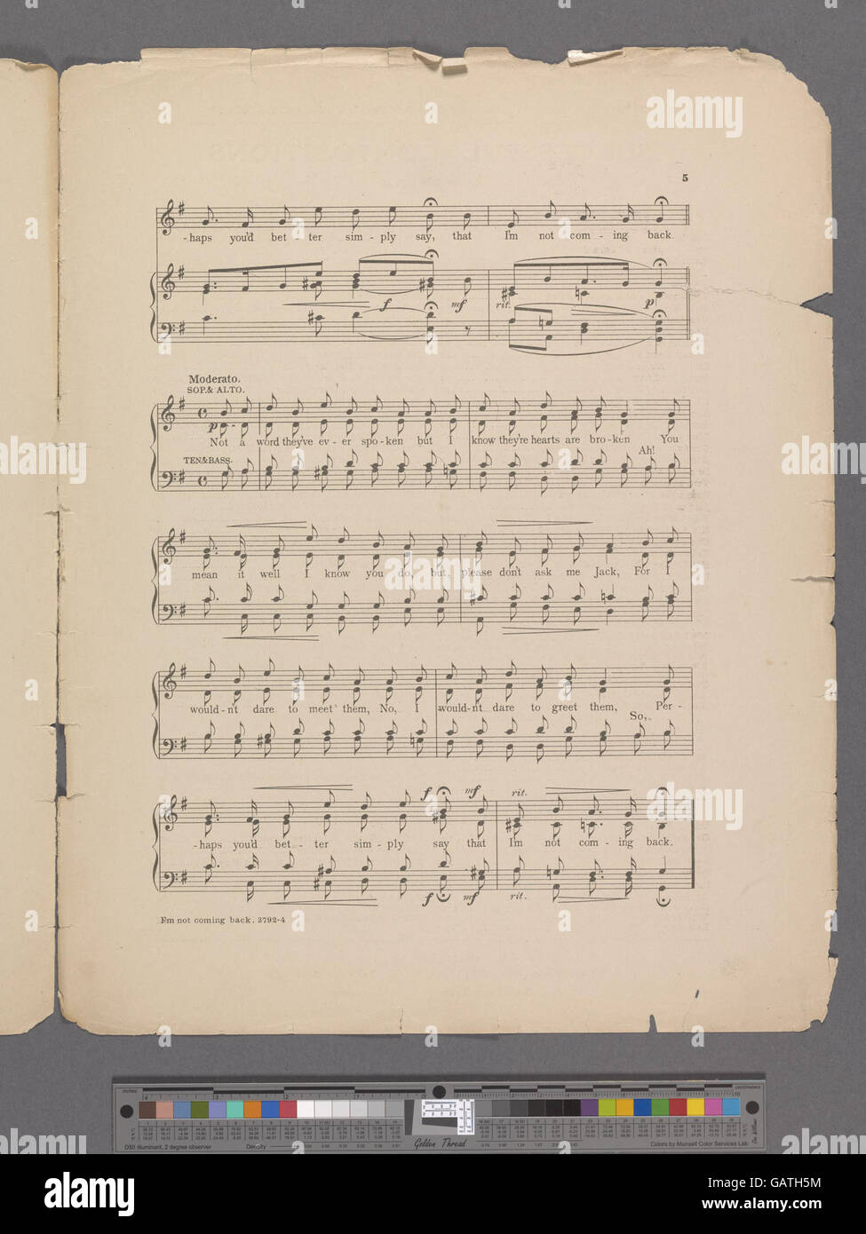 Una canzone o un pezzo che riflette l'emozione di uscire o non tornare. Suggerisce temi di finalità, partenza e allontanamento da situazioni o relazioni passate. Foto Stock