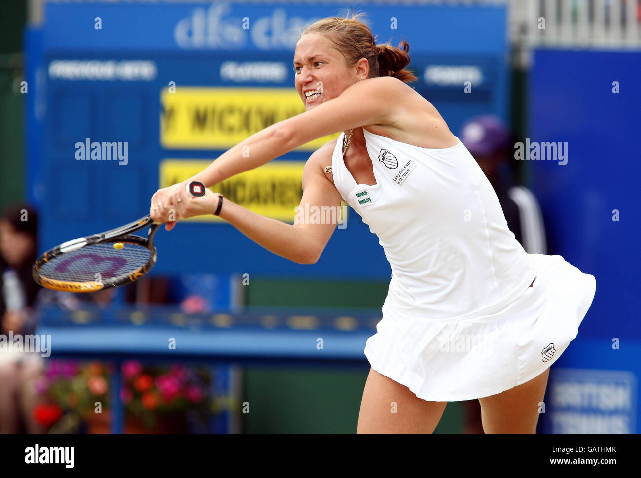 Kateryna Bondarenko in Ucraina durante la finale del DFS Classic all'Edgbaston Priory Club di Birmingham. Foto Stock