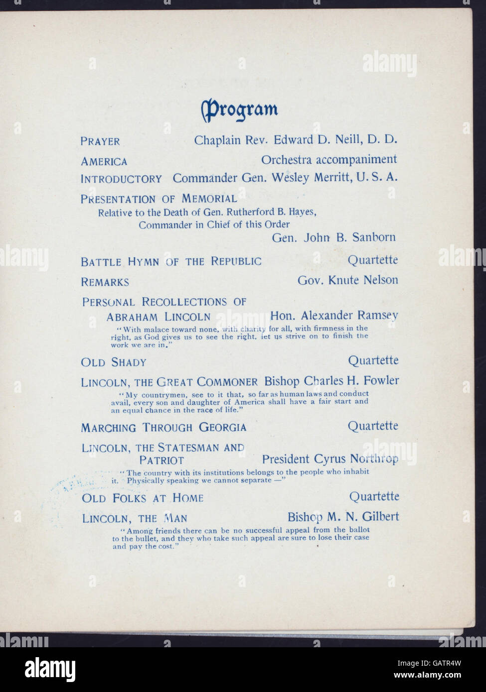 IN COMMEMORAZIONE DEL COMPLEANNO DI ABRAHAM LINCOLN (detenute da) ordine militare della legione fedele del UNITD MEMBRI Commanderie di stato del Minnesota (a) HOTEL RYAN, ST. PAUL, MN (caldo;) ( Ade-270213-4000002202) Foto Stock