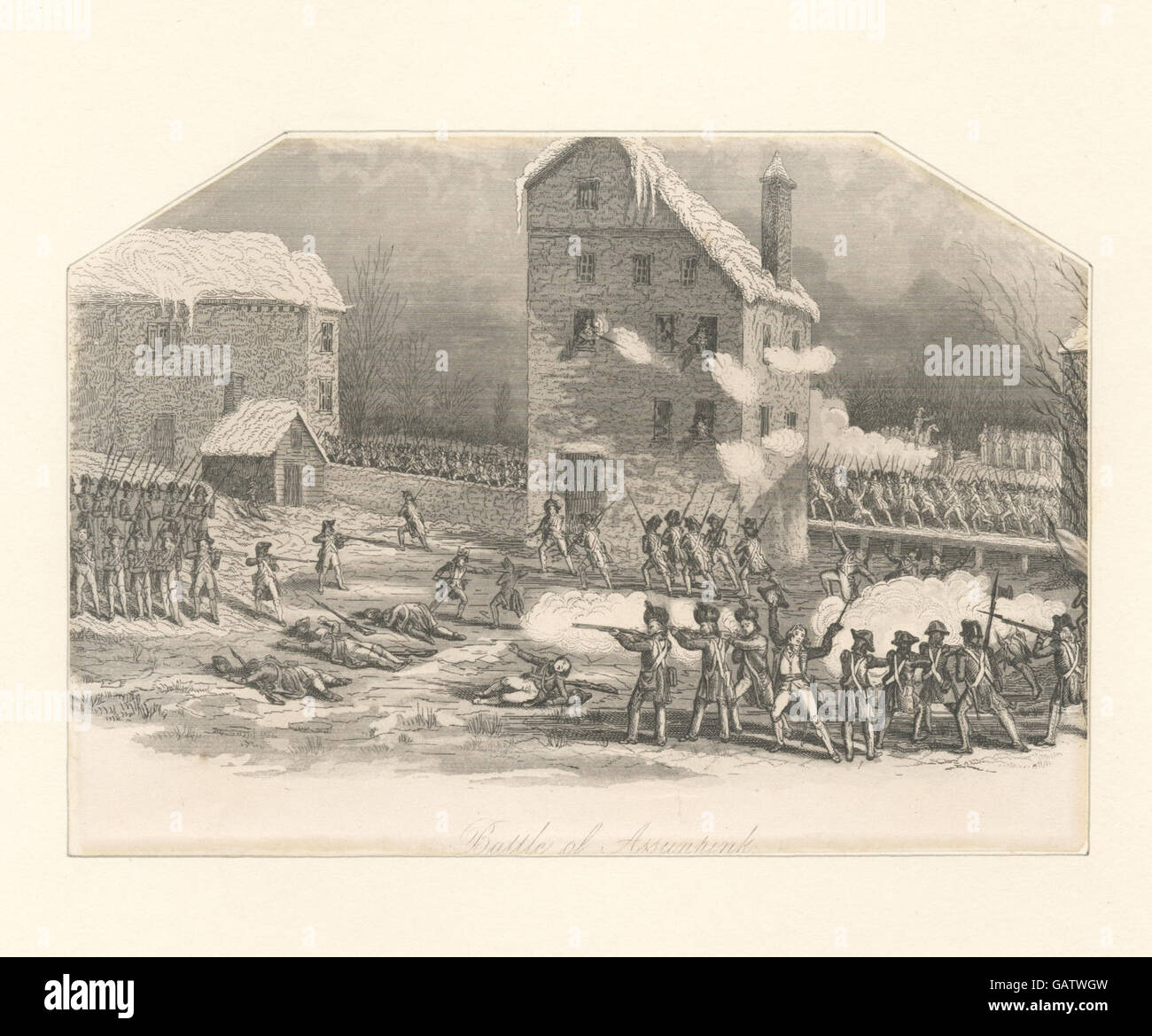 La battaglia di Assunpink fu uno scontro significativo durante la guerra di indipendenza americana, dove le forze del generale Washington tentarono di superare le truppe britanniche. Foto Stock