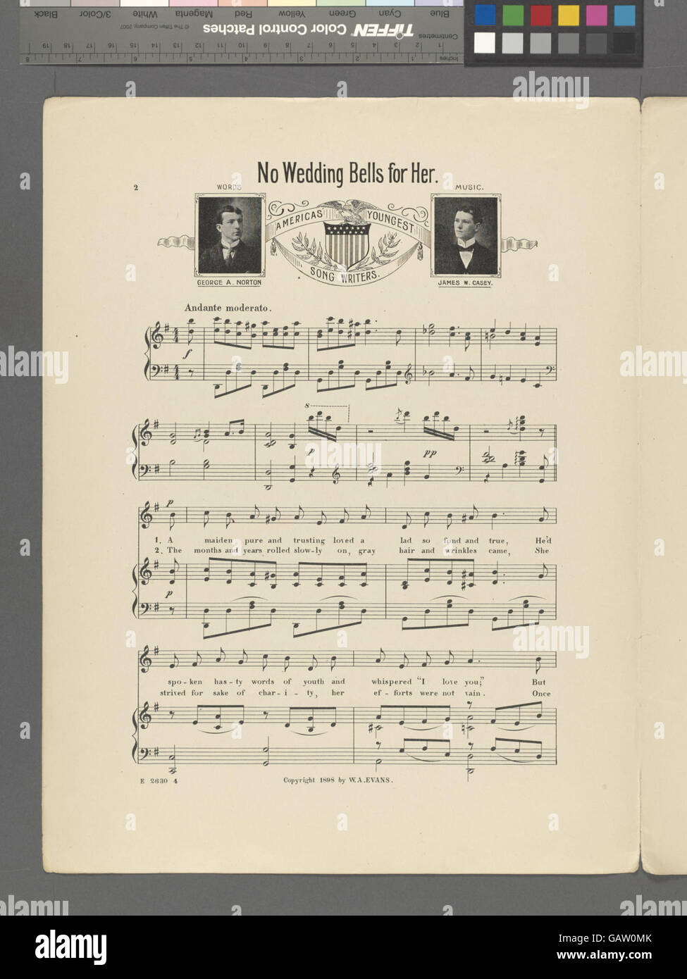"No Wedding Bells for Her" suggerisce una canzone incentrata su aspettative romantiche non soddisfatte, forse riflettendo il cuore spezzato o le opportunità perse. Il titolo indica un tema di delusione nell'amore o nelle relazioni. Foto Stock