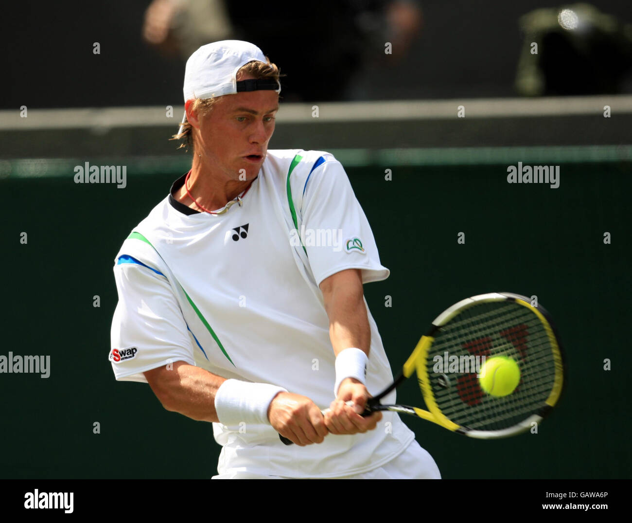 Tennis - Wimbledon Championships 2008 - Day One - The All England Club. Lleyton Hewitt in azione in Australia durante i Wimbledon Championships 2008 presso l'All England Tennis Club di Wimbledon. Foto Stock