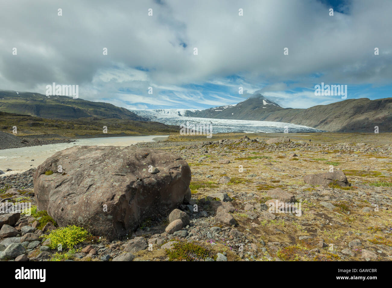 Paesaggio glaciale nel sud dell'Islanda. Foto Stock