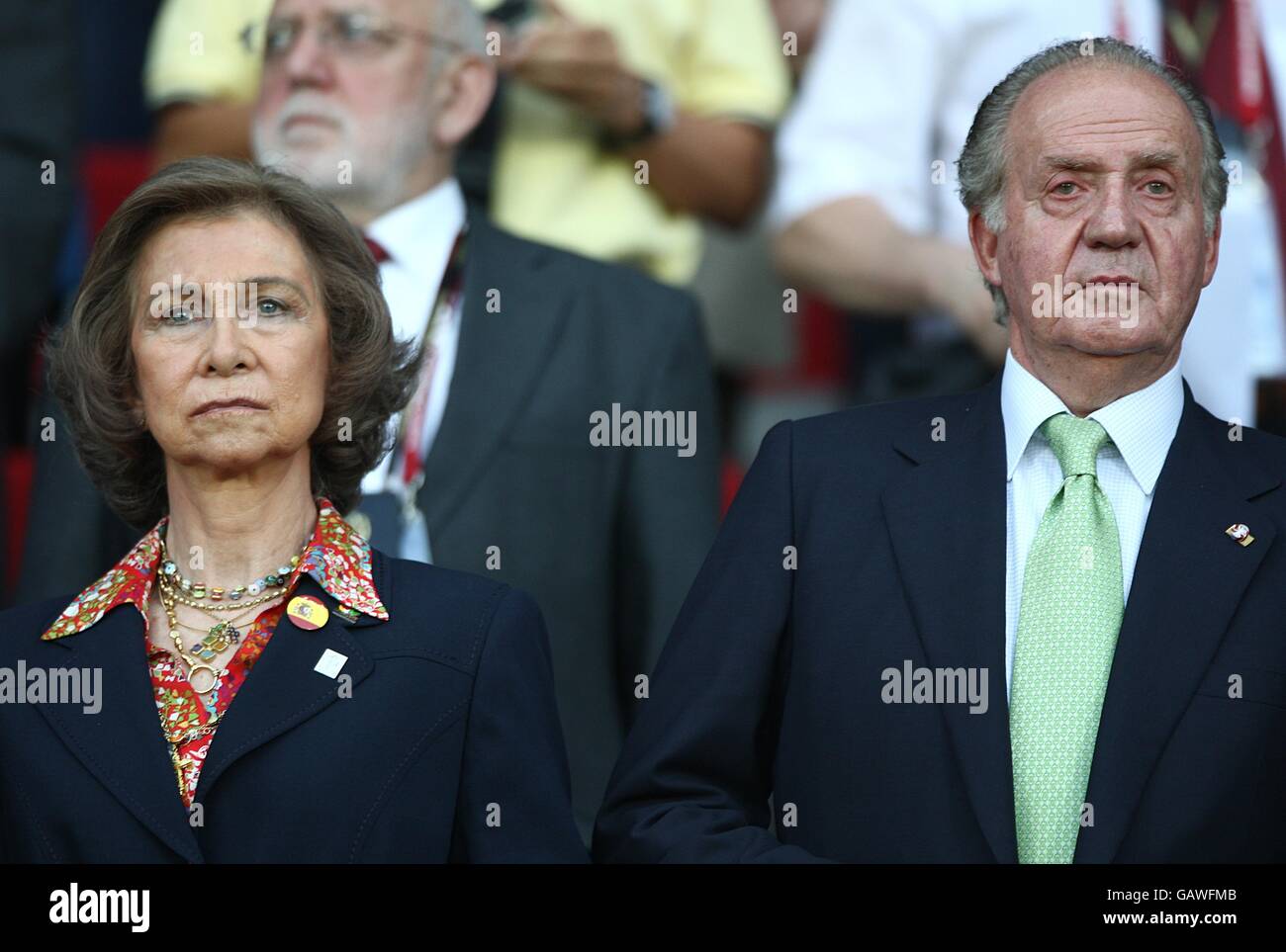 Calcio - Campionato europeo UEFA 2008 - Quarta finale - Spagna v Italia - Stadio Ernst Happel. Regina Sofia di Spagna con il marito Re Juan Carlos Foto Stock