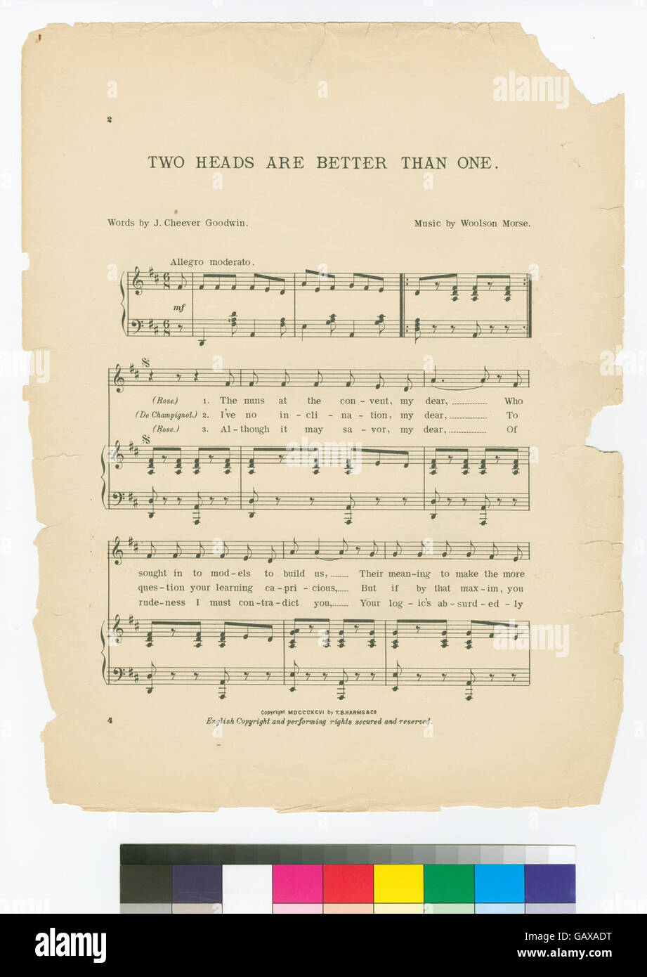 L'immagine "due teste sono meglio di una", identificata da Ade-464330-1709814, ritrae l'importanza della collaborazione e del pensiero condiviso in un contesto del XIX secolo. Foto Stock