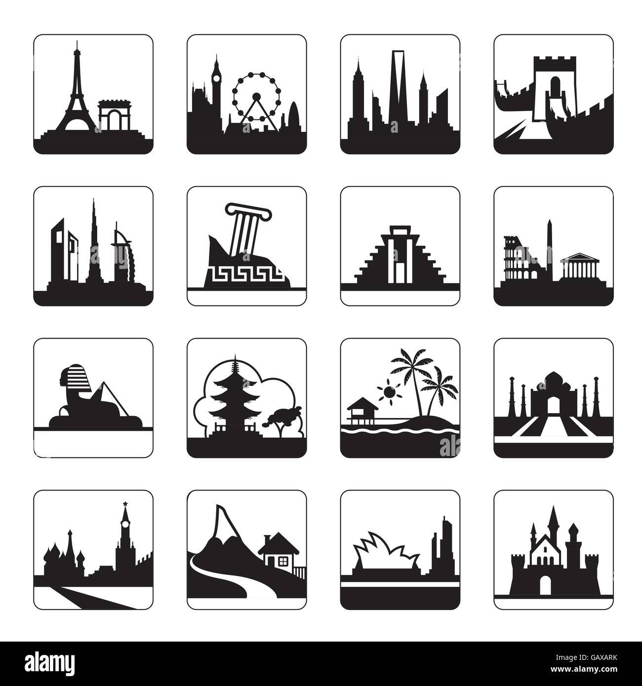 Destinazioni di viaggio - illustrazione vettoriale Illustrazione Vettoriale