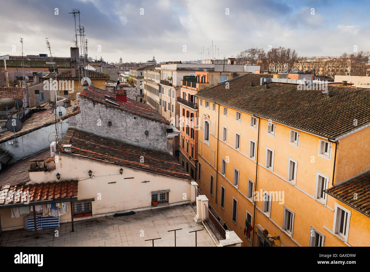 Vecchia Roma, Italia. Via del Corso street view, foto scattata dal tetto Foto Stock