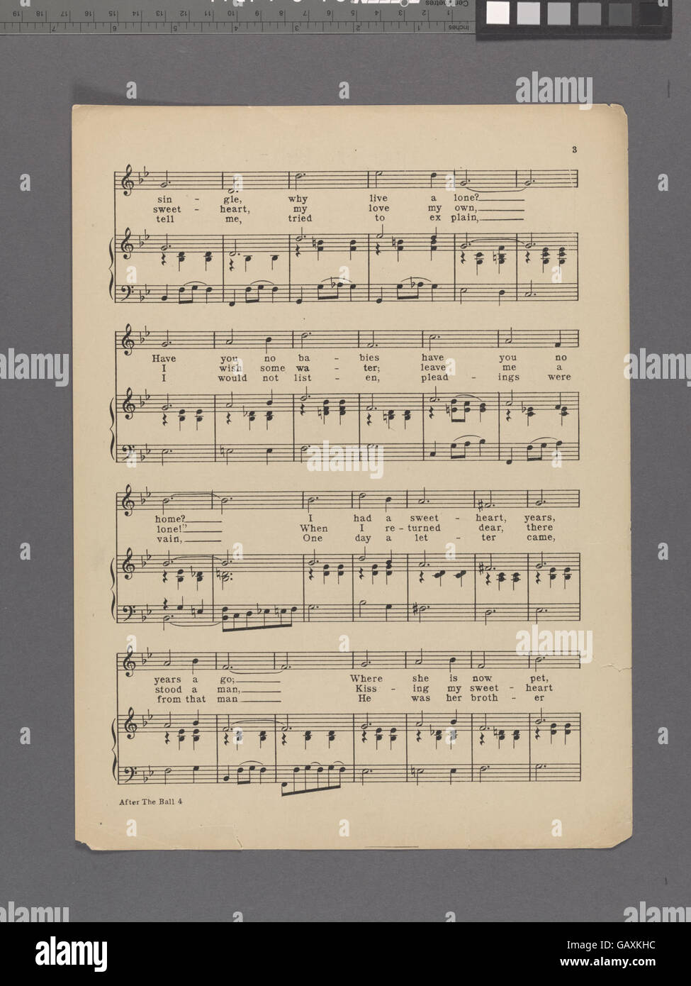 "After the Ball" è una popolare canzone del XIX secolo che racconta una storia di dolore e amore, a seguito di un incontro romantico in un ballo che finisce con delusione e desiderio. Foto Stock