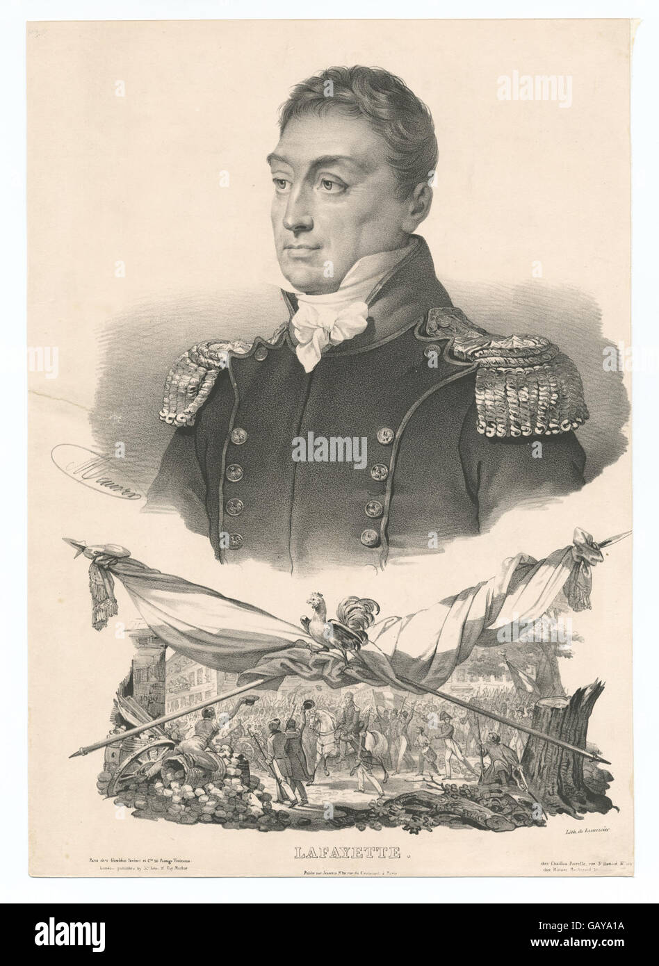 Il titolo "la Fayette" si riferisce probabilmente a un pezzo o ad una rappresentazione legati alla figura storica del Marchese de la Fayette, che simboleggia il suo ruolo nella storia americana e nelle relazioni franco-americane. Foto Stock