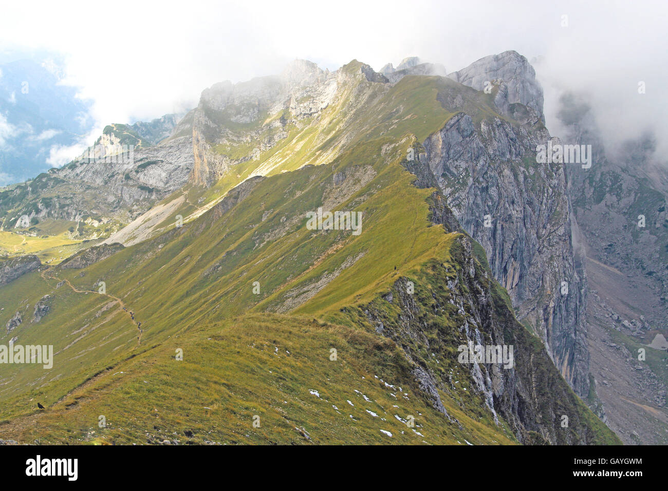Vista sulla catena montuosa delle Alpi (rofan) Foto Stock