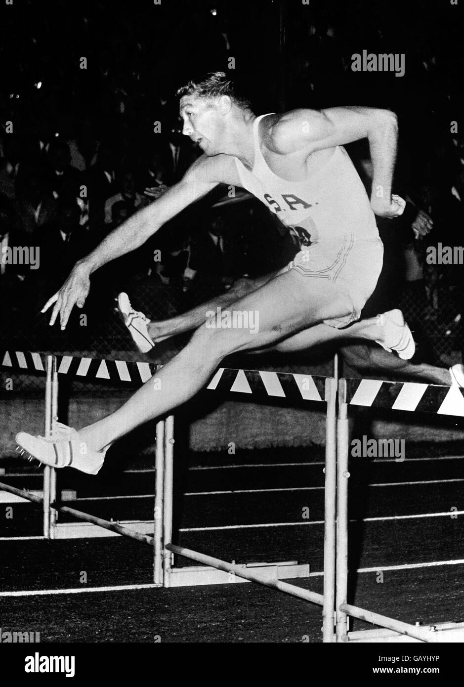 Atletica. Glenn Davis, USA (medaglia d'oro olimpica di 400 m Hurdles nel 1956 e nel 1960) Foto Stock