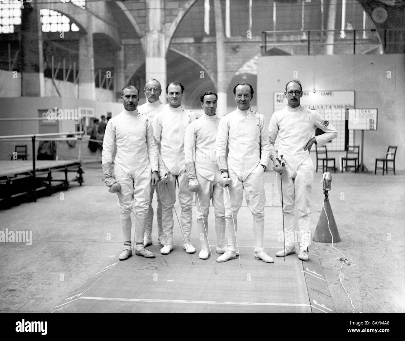 Scherma - Giochi Olimpici di Londra 1948 - Palazzo di ingegneria Foto Stock