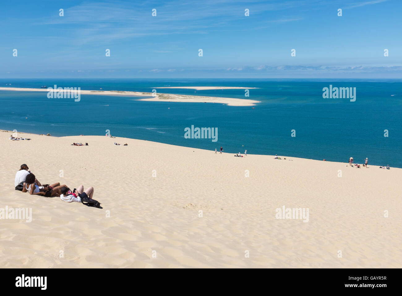 Il più grande d'Europa dune di sabbia a dune du Pilat vicino a Arcachon nel sud-ovest della Francia Foto Stock