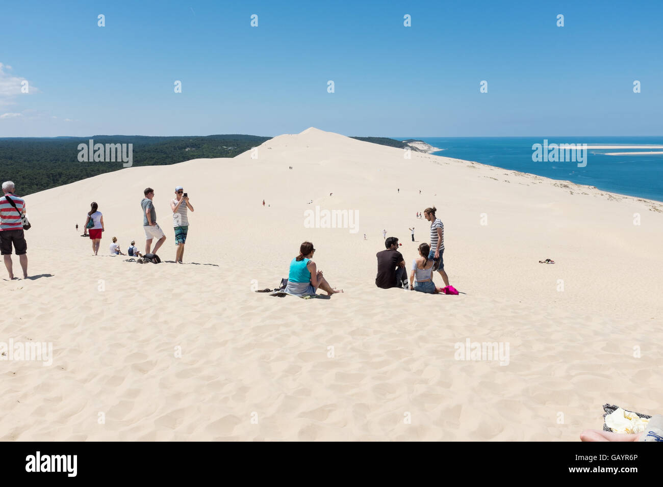 Il più grande d'Europa dune di sabbia a dune du Pilat vicino a Arcachon nel sud-ovest della Francia Foto Stock