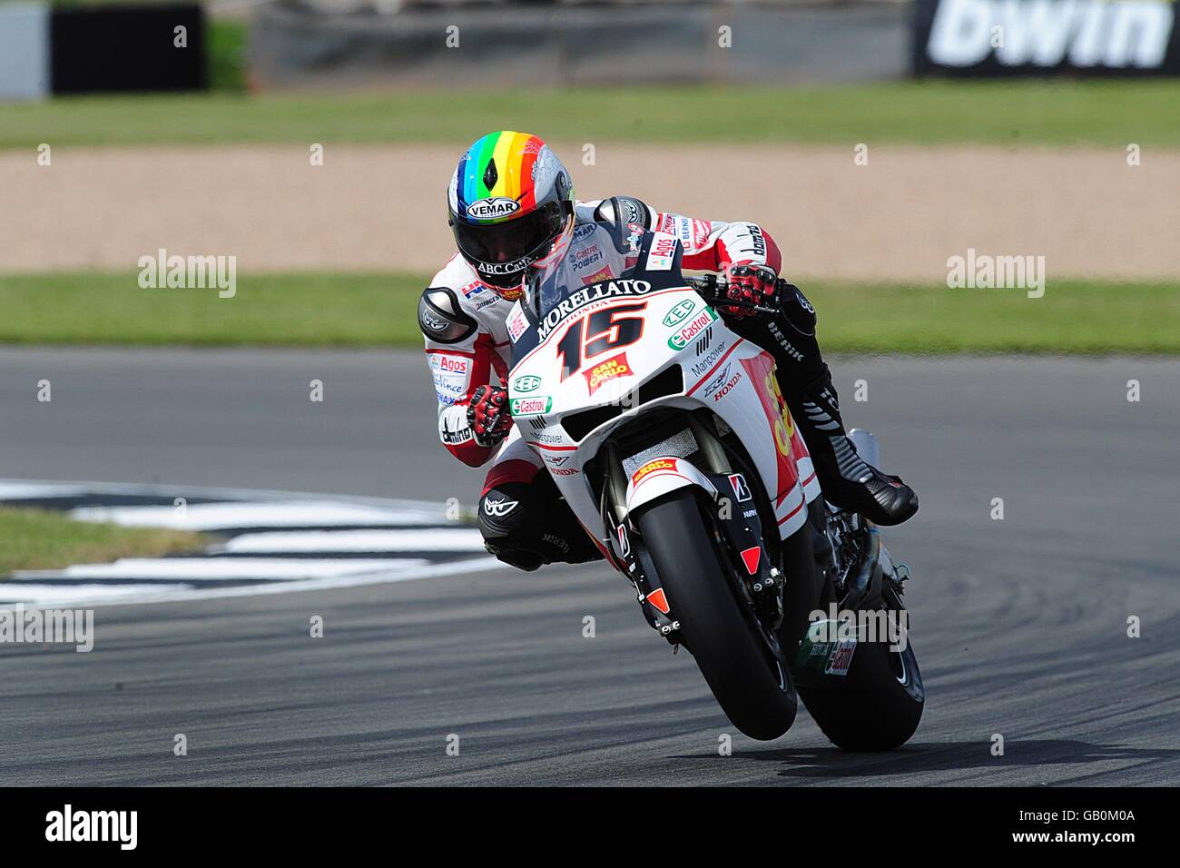 Moto - Gran Premio della motocicletta britannica bwin.com - Practice - Donington Park. Alex de Angelis di San Carlo Honda al Donington Park. Foto Stock