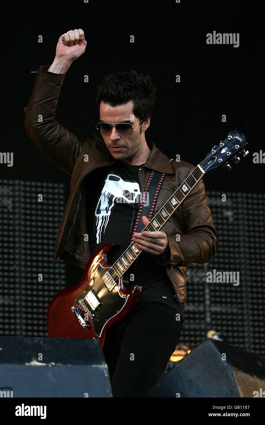 Kelly Jones, cantante di Sterephonics, si esibisce durante l'Oxegen Festival 2008 presso l'ippodromo di Punchestown, Naas, County Kildare, Irlanda. Foto Stock