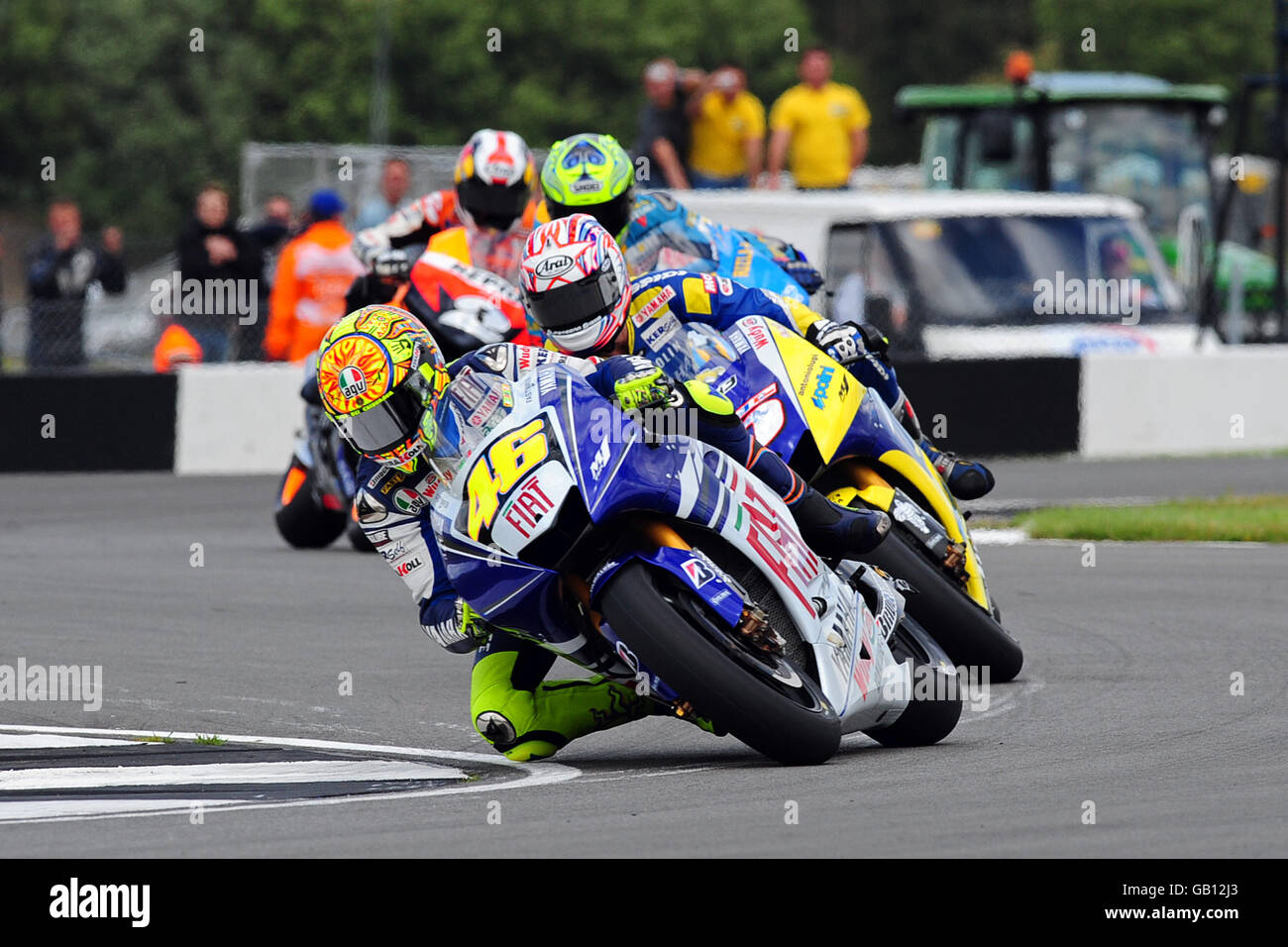 Secondo posto per Valentino Rossi della Yamaha durante il Gran Premio della motocicletta britannica bwin.com a Donington Park. Foto Stock