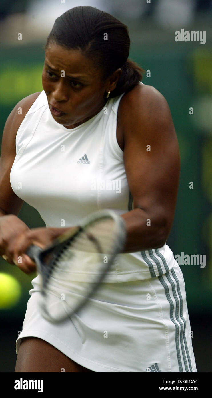 Tennis - Wimbledon 2003 - Terzo Round, Chanda Rubin v Silvia Farina Elia Foto Stock