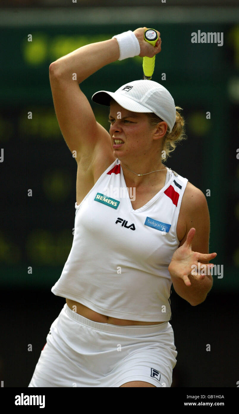 Tennis - Wimbledon 2003 - Donne Quarter-Final - Kim Clijsters v Silvia Farina Elia Foto Stock