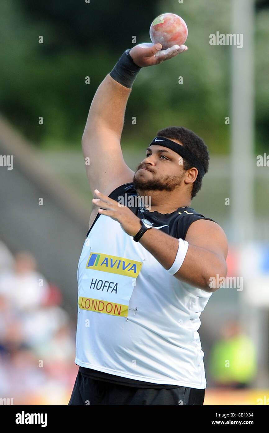 Atletica - Aviva London Grand Prix - Crystal Palace National Sports Centre. Il Reese Hoffa degli Stati Uniti compete nel Men's Shot Put Foto Stock