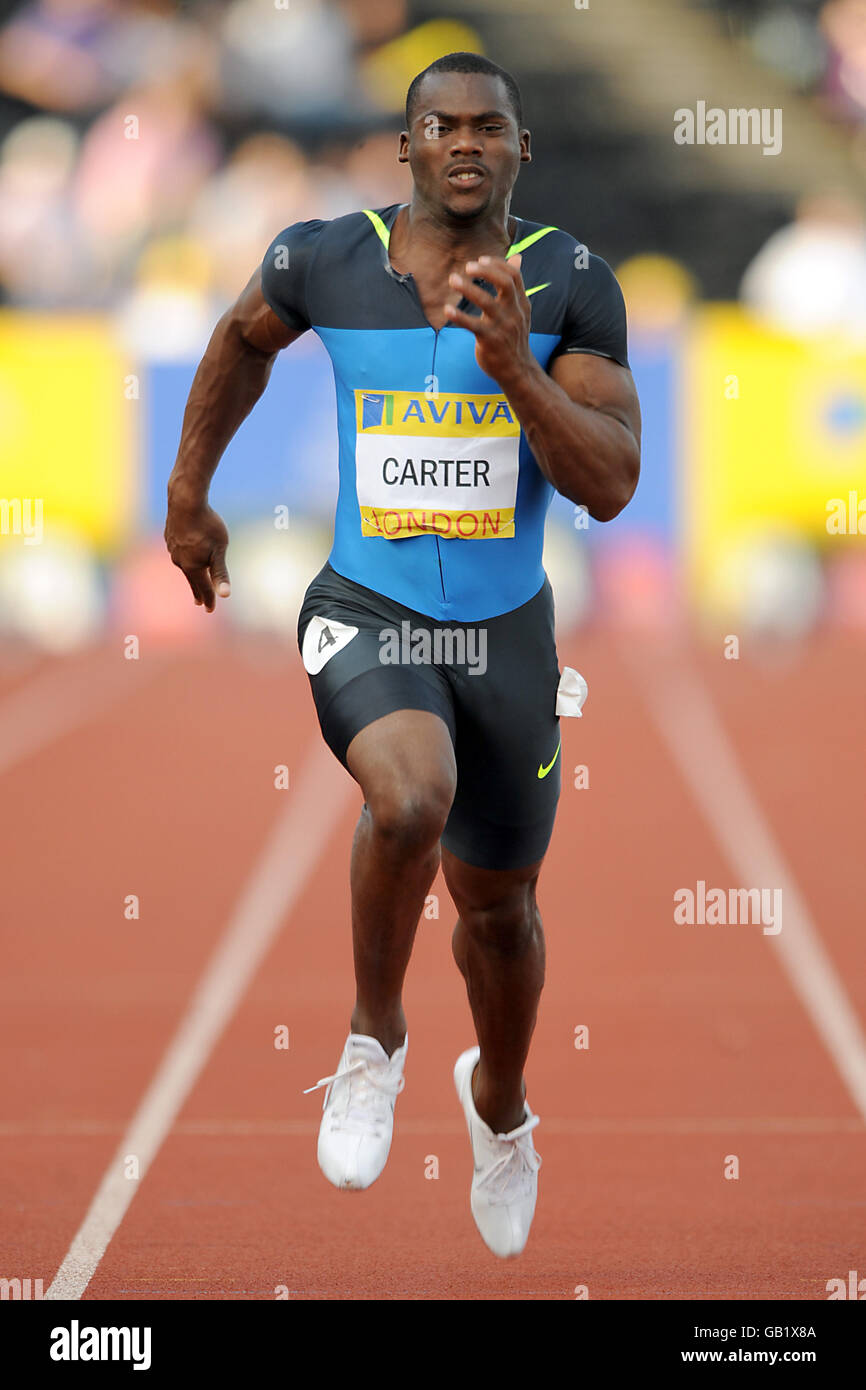 Atletica - Aviva London Grand Prix - Crystal Palace National Sports Centre. Nesta carter della Giamaica nei 100m degli uomini Foto Stock