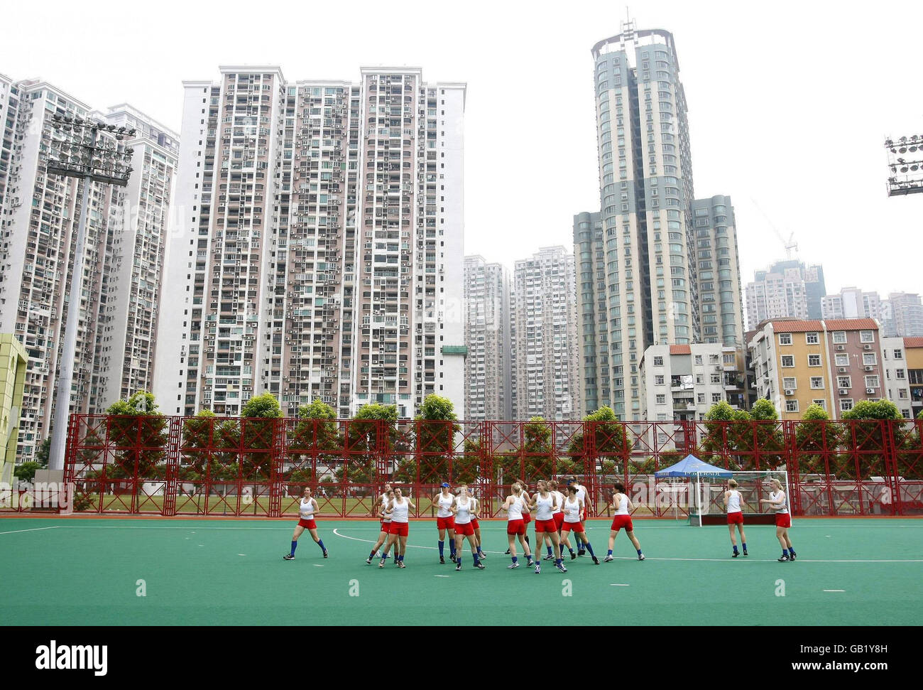 Olimpiadi - Giochi Olimpici di Pechino 2008. La squadra di hockey delle Signore della Gran Bretagna durante una sessione di addestramento a Macao, Cina. Foto Stock