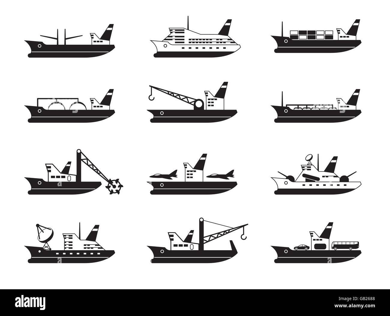 Commerciale diversificata e navi passeggeri - illustrazione vettoriale Illustrazione Vettoriale