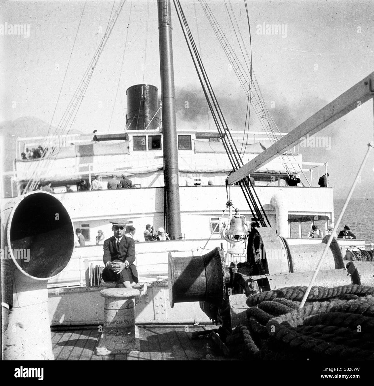 Unione villeggiante passeggero a bordo della linea Cosulich nave da crociera Stella d Italia nel 1926 Foto Stock