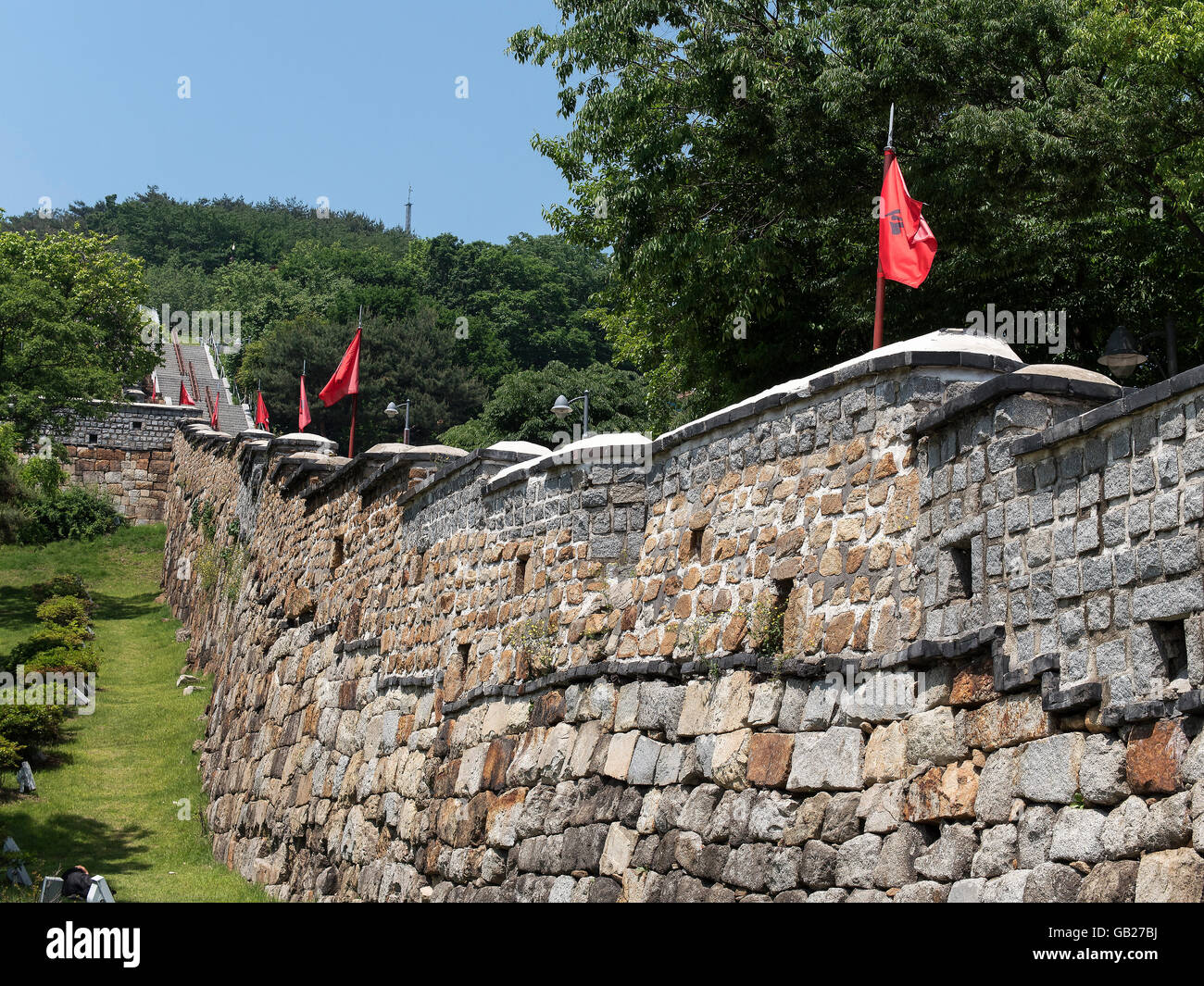 Parete della Fortezza di Hwsaeong in Suwon, Provincia Gyeonggi-do, la Corea del Sud Asia, UNESCO patrimonio dell'umanità Foto Stock
