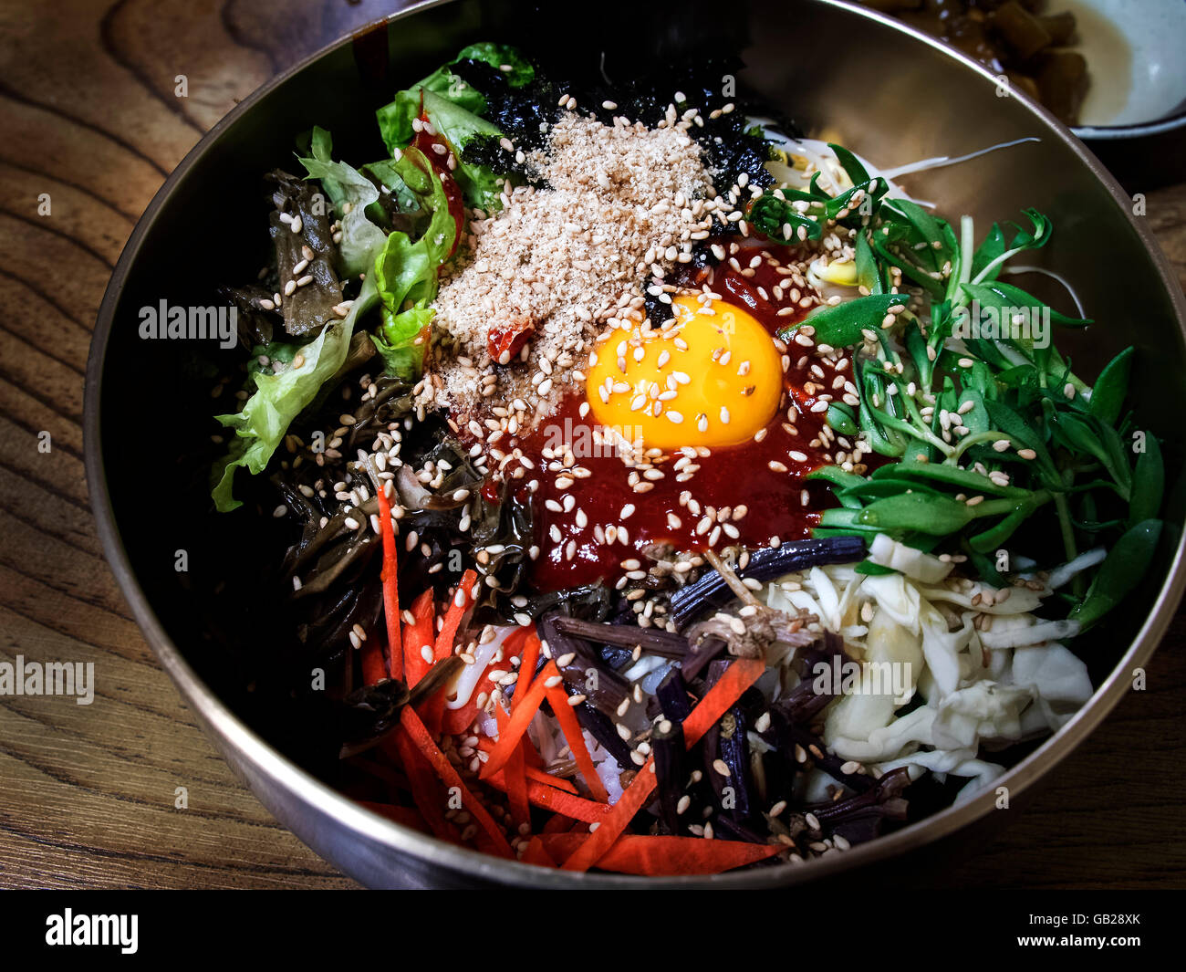 Riso-piatto di verdure Bibimbab in Jeonju, provincia Jeollabuk-do, Corea del Sud, Asia Foto Stock